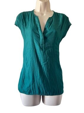 Banana Republic Teal Short Sleeve V-Neck Blouse